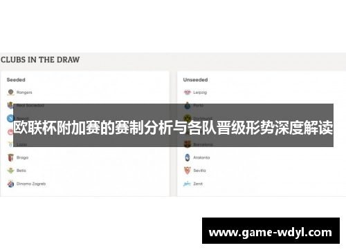 欧联杯附加赛的赛制分析与各队晋级形势深度解读